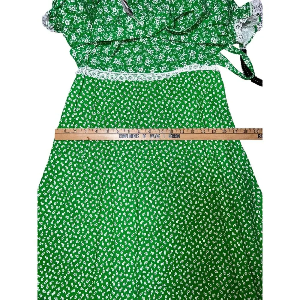 Pal-O-mino vintage 70s girl green lacey prairie cottagecore dress girl 10/11
